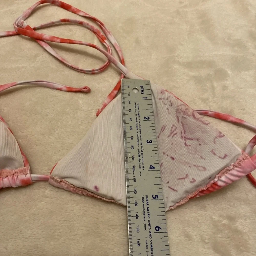 Fashion Nova Tie-Dye Bikini Top in Pink and White